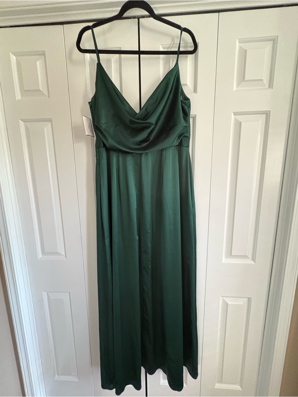 Celebrate It Emerald Green Midi Slip Dress with Cowl Neck